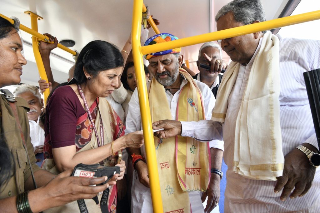 Free bus travel scheme launched women in Karnataka celebrate India Free bus travel scheme launched women in Karnataka celebrate India